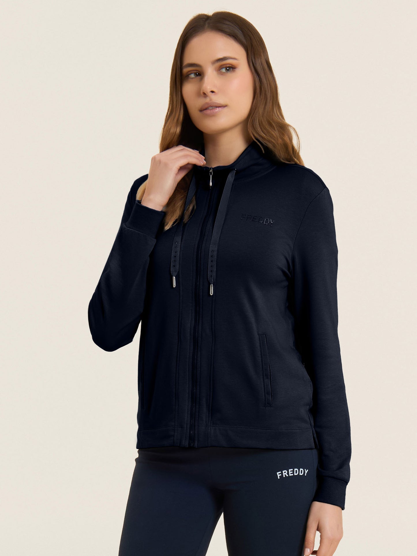 Felpa donna Freddy College Luxe blu per la primavera-estate