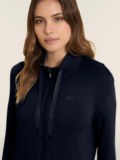 Felpa donna Freddy College Luxe blu per la primavera-estate
