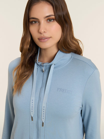 Felpa donna Freddy College Luxe azzurra per primavera-estate