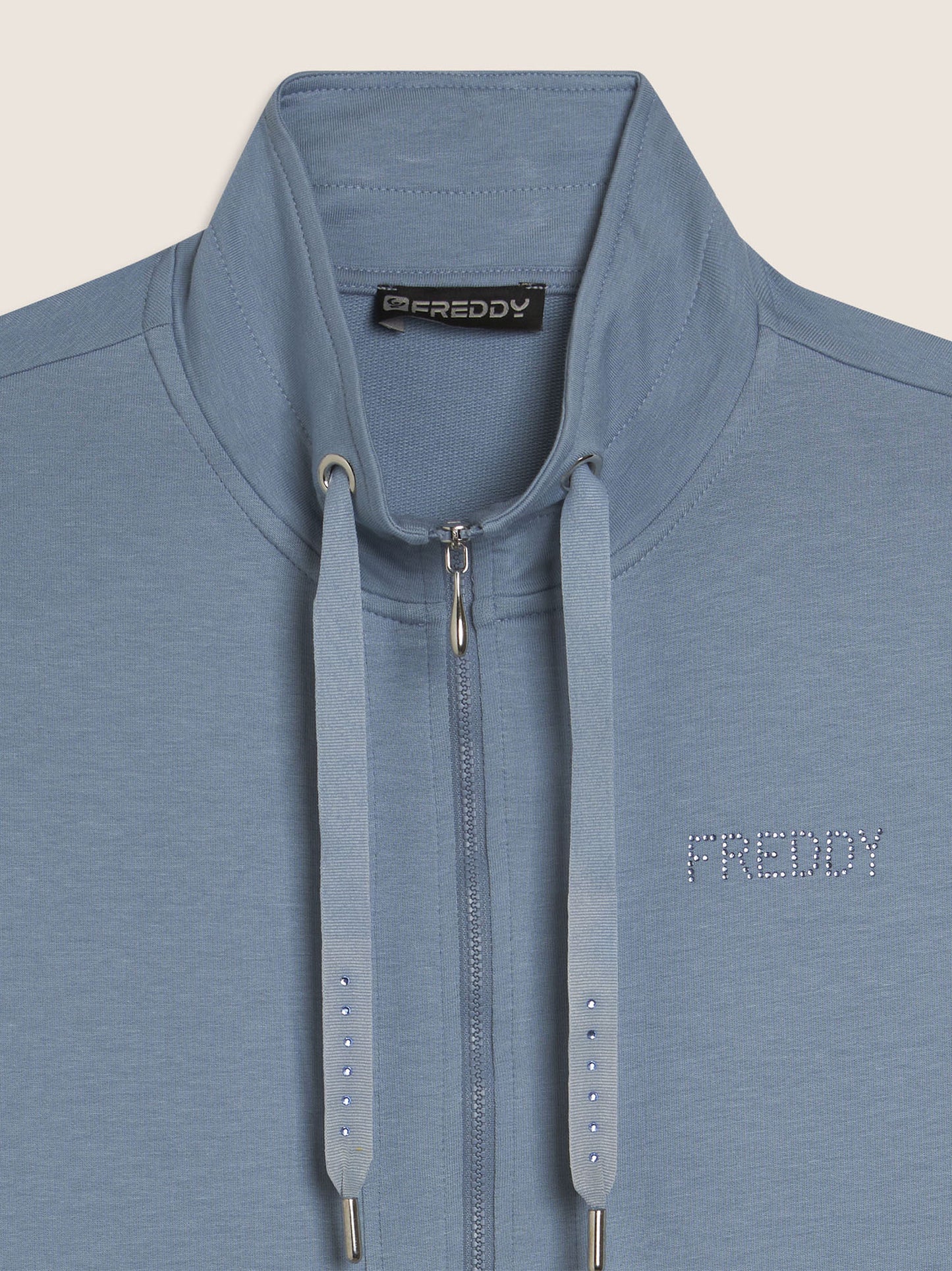 Felpa donna Freddy College Luxe azzurra per primavera-estate