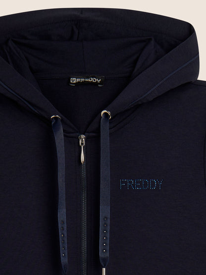 Felpa con cappuccio Freddy College Luxe blu da donna