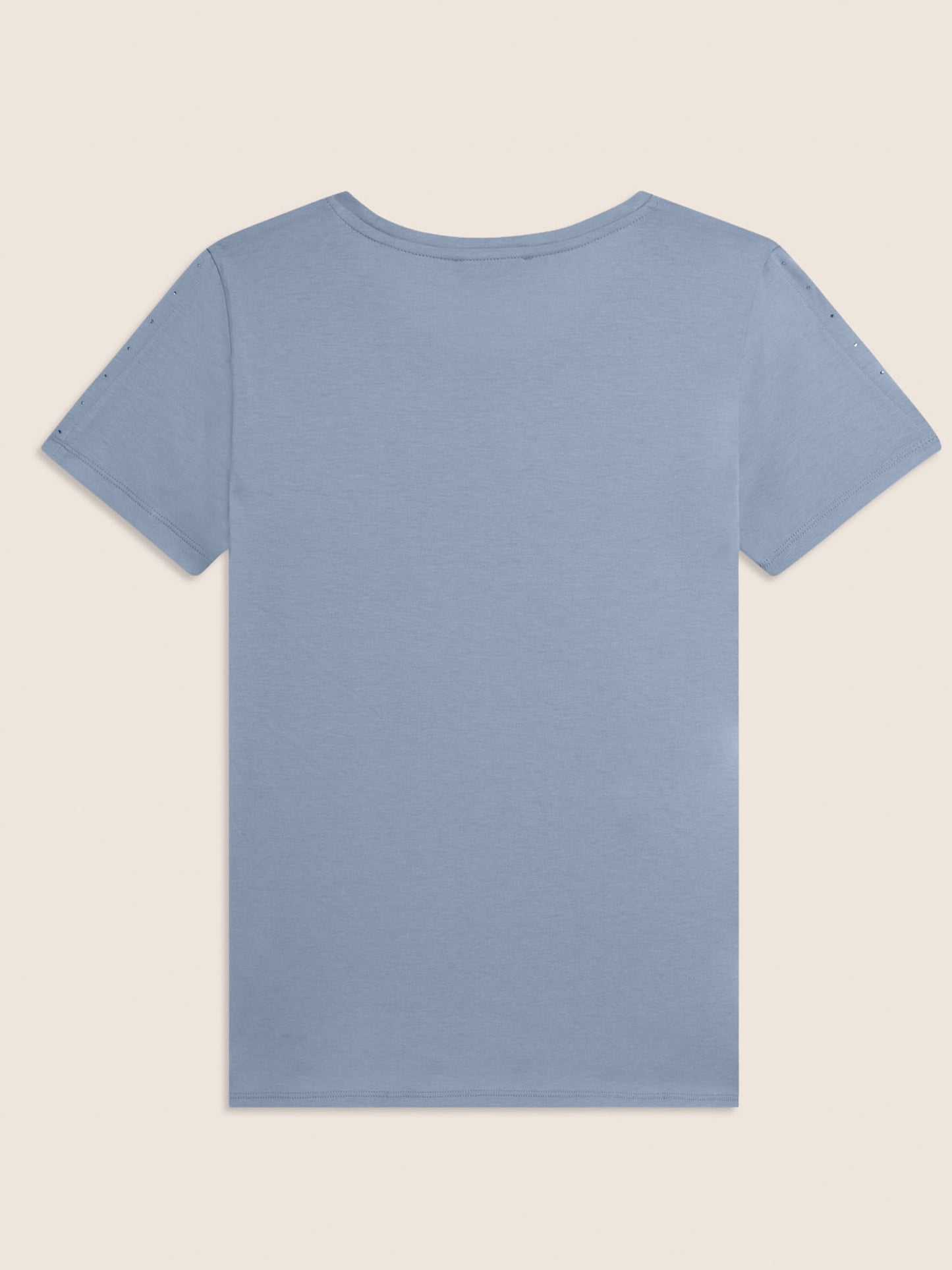 Freddy College Luxe, t-shirt azzurra da donna con strass raffinati