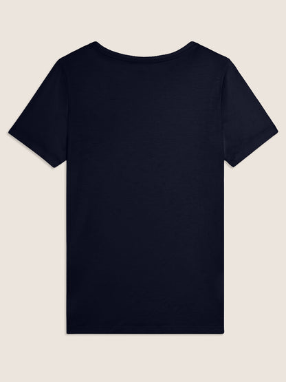 Freddy College Luxe, t-shirt donna blu con strass sul cuore