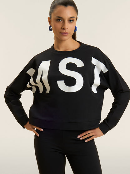 Felpa donna Freddy Master nera, ideale per la primavera con stile e comfort