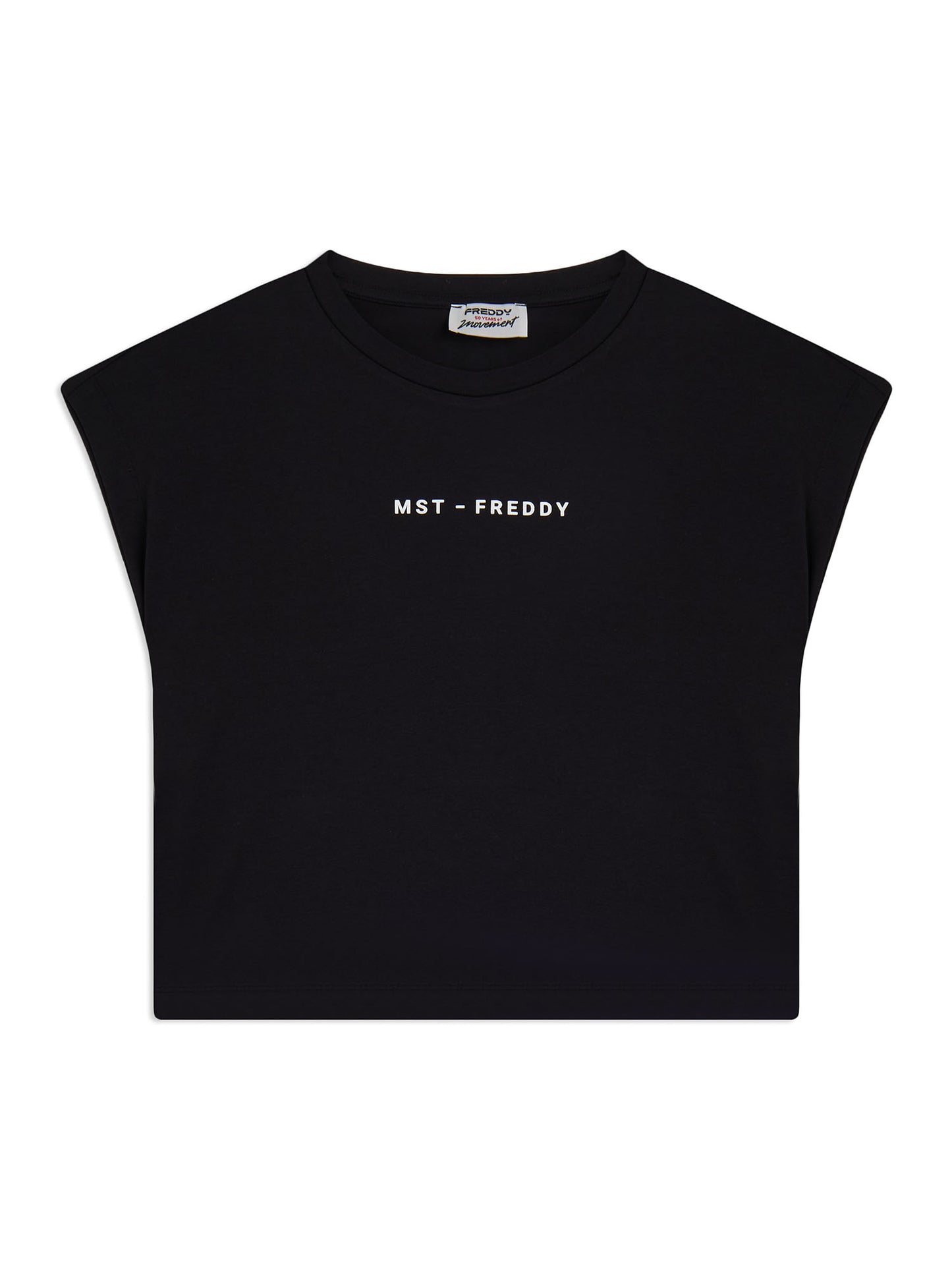 T-shirt cropped Freddy Master in cotone nero da donna