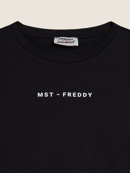 T-shirt cropped Freddy Master in cotone nero da donna
