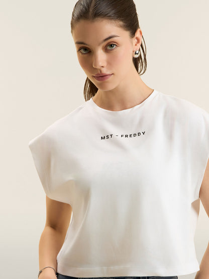 T-shirt donna Freddy Master bianca dal design moderno e casual