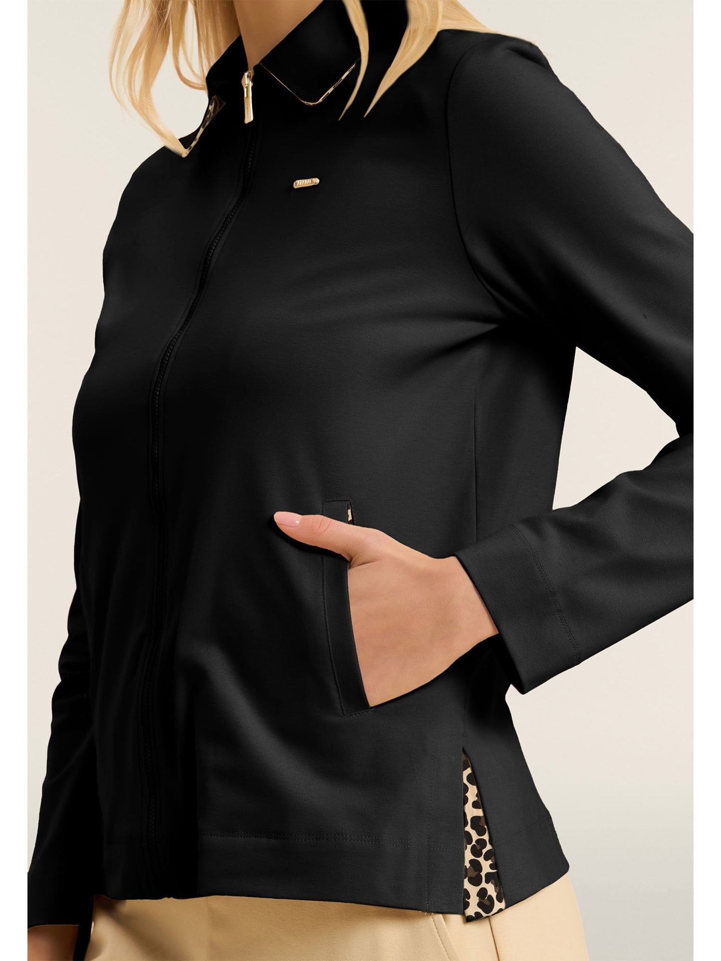 Felpa Freddy Slounge con zip e collo camicia donna Animalier