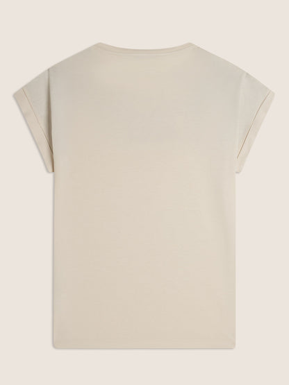 T-shirt donna Freddy Slounge beige con dettaglio animalier