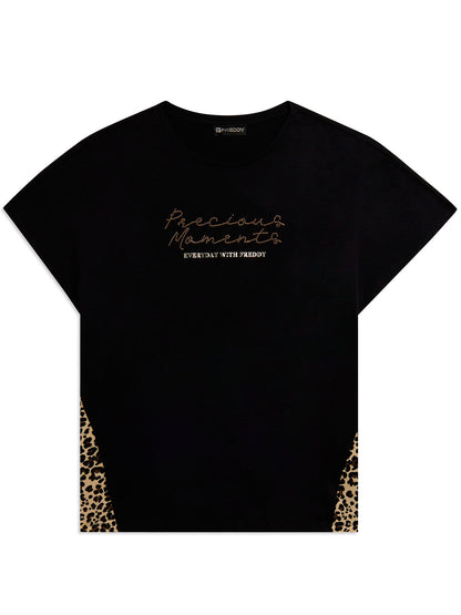 Freddy Slounge, t-shirt nera da donna per la stagione primavera estate
