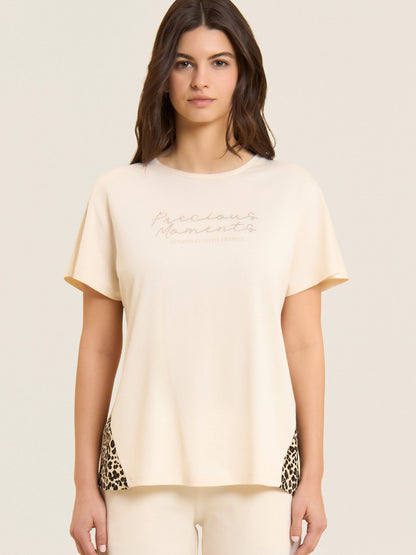 Freddy Slounge, t-shirt maniche corte donna beige elegante e comfort