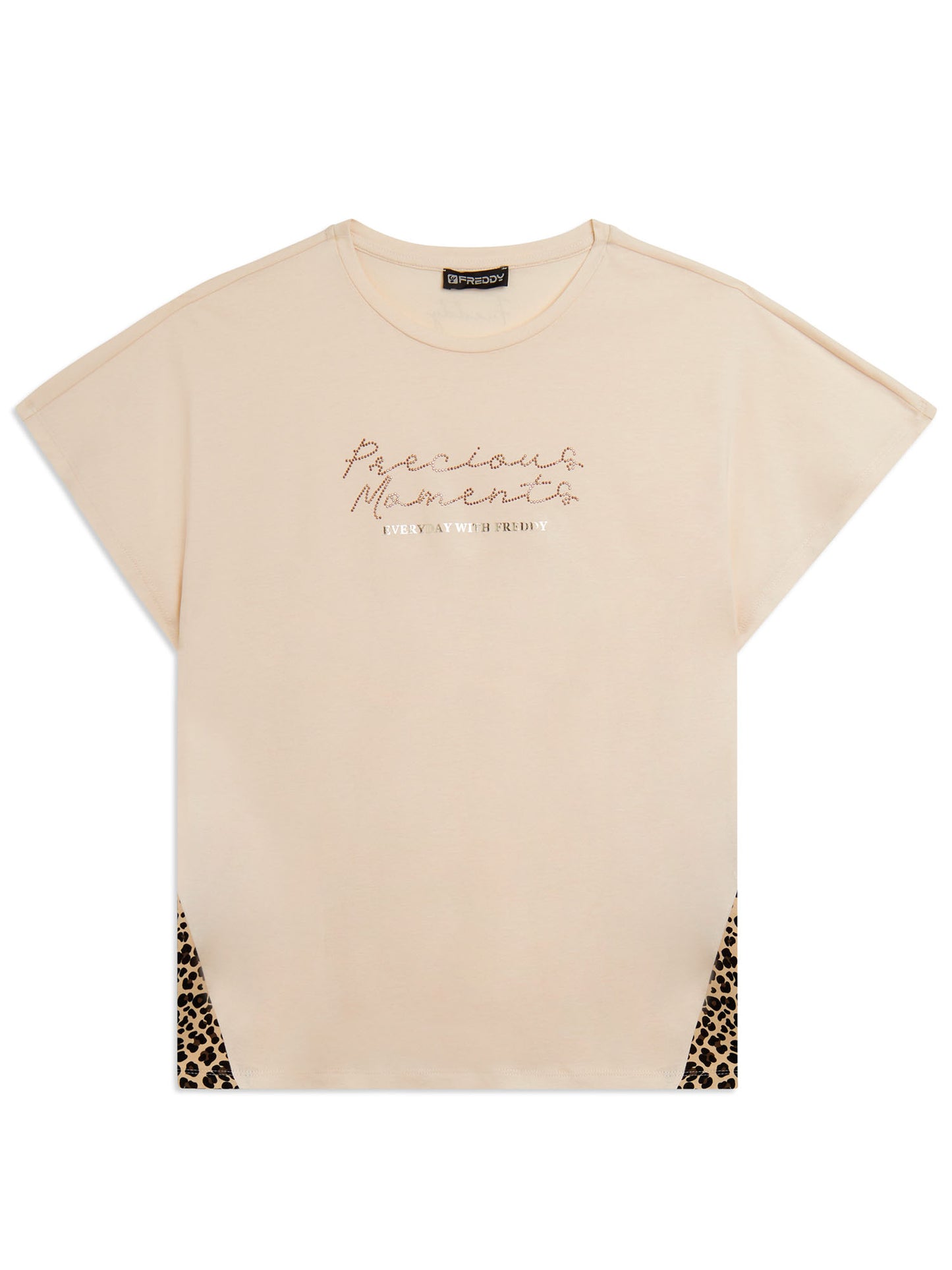 Freddy Slounge, t-shirt maniche corte donna beige elegante e comfort