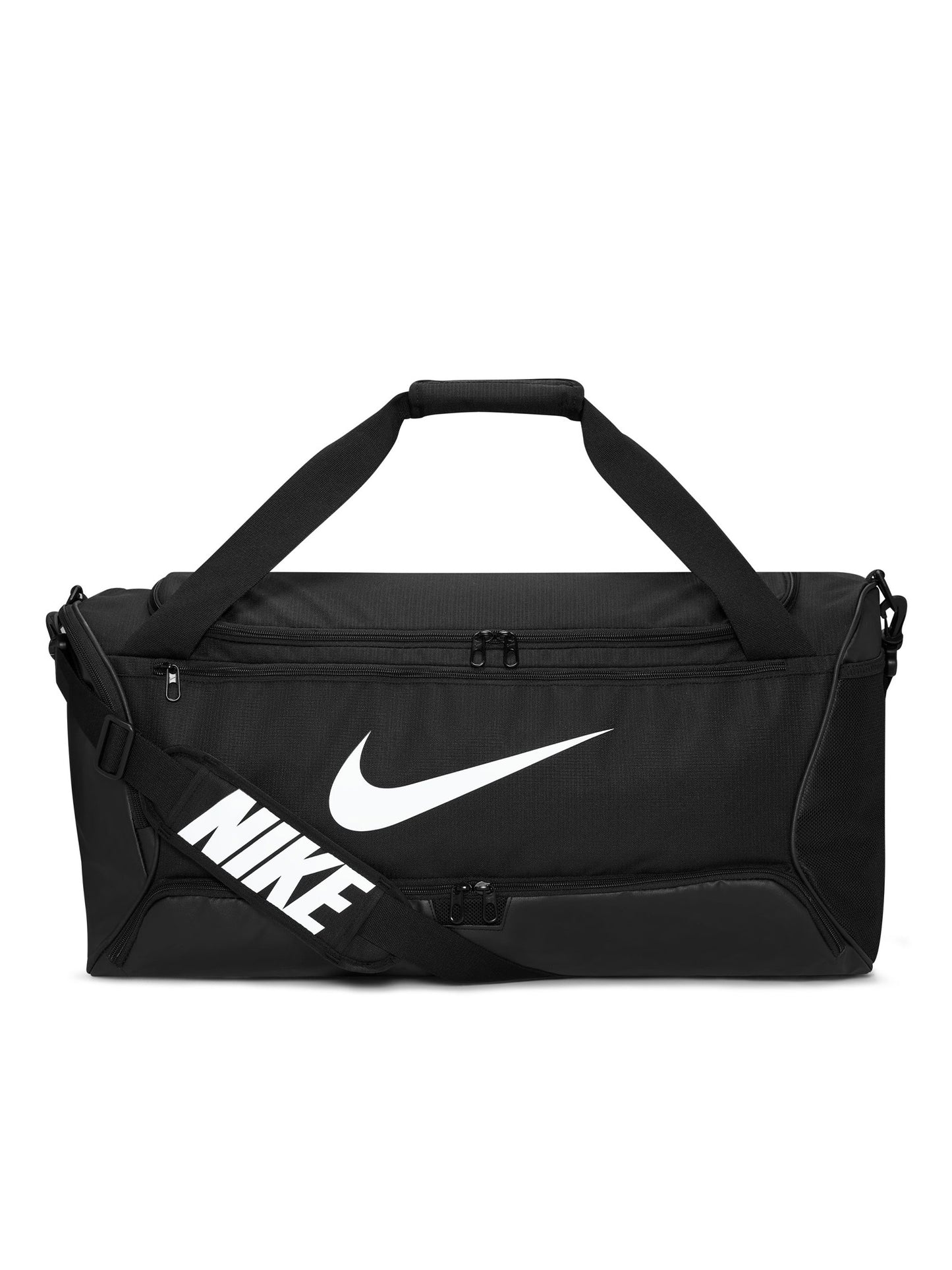 Nike Brasilia, borsone sportivo unisex adulto nero con scomparti pratici