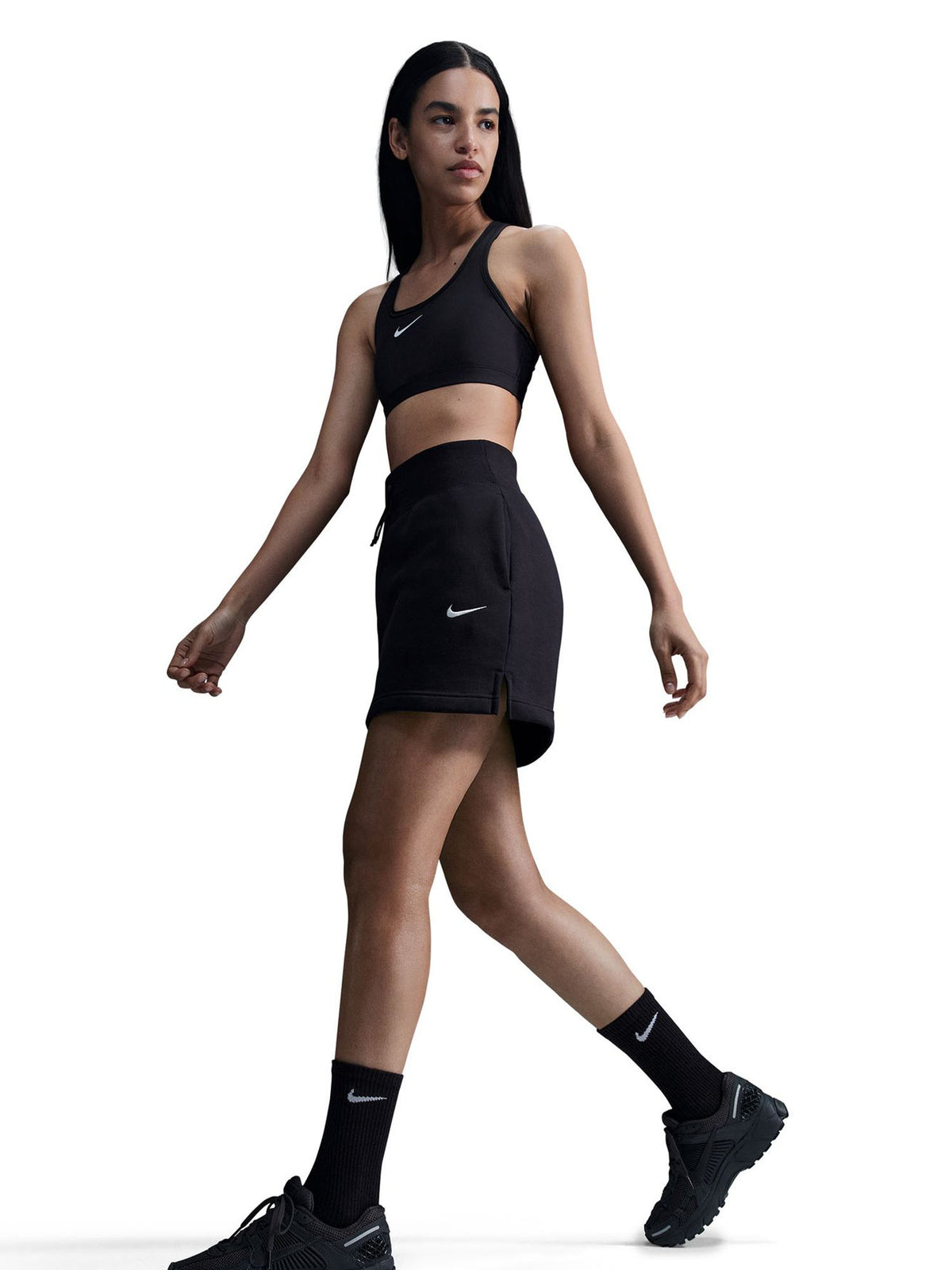 Nike swoosh medium s bra training da donna nero