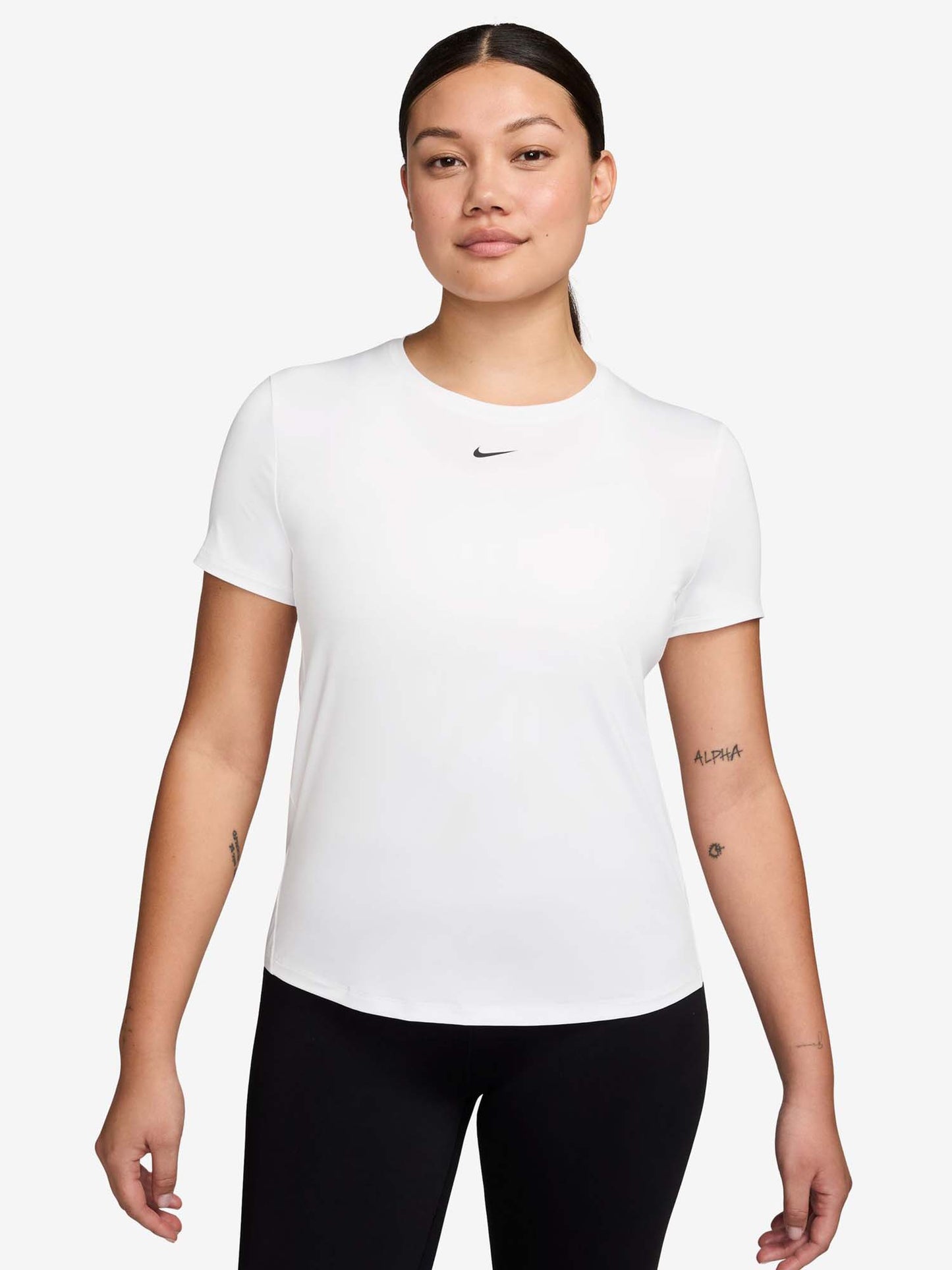 Nike One Classic, t-shirt sportiva da donna bianca in tessuto tecnico