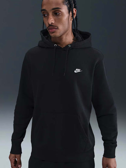 FELPA CLUB CON CAPPUCCIO NIKE DA UOMO NERO