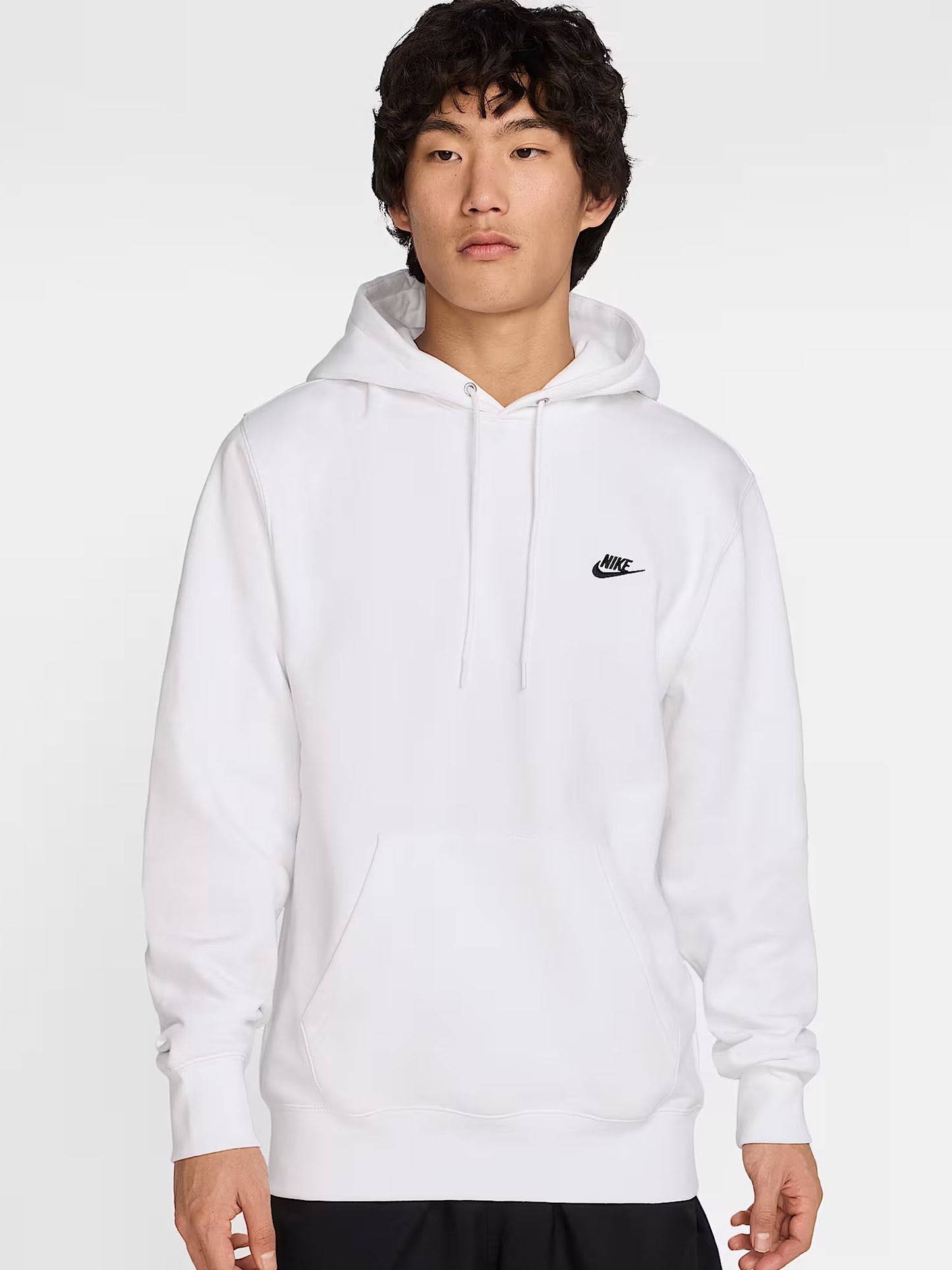 FELPA CLUB CON CAPPUCCIO NIKE DA UOMO BIANCO