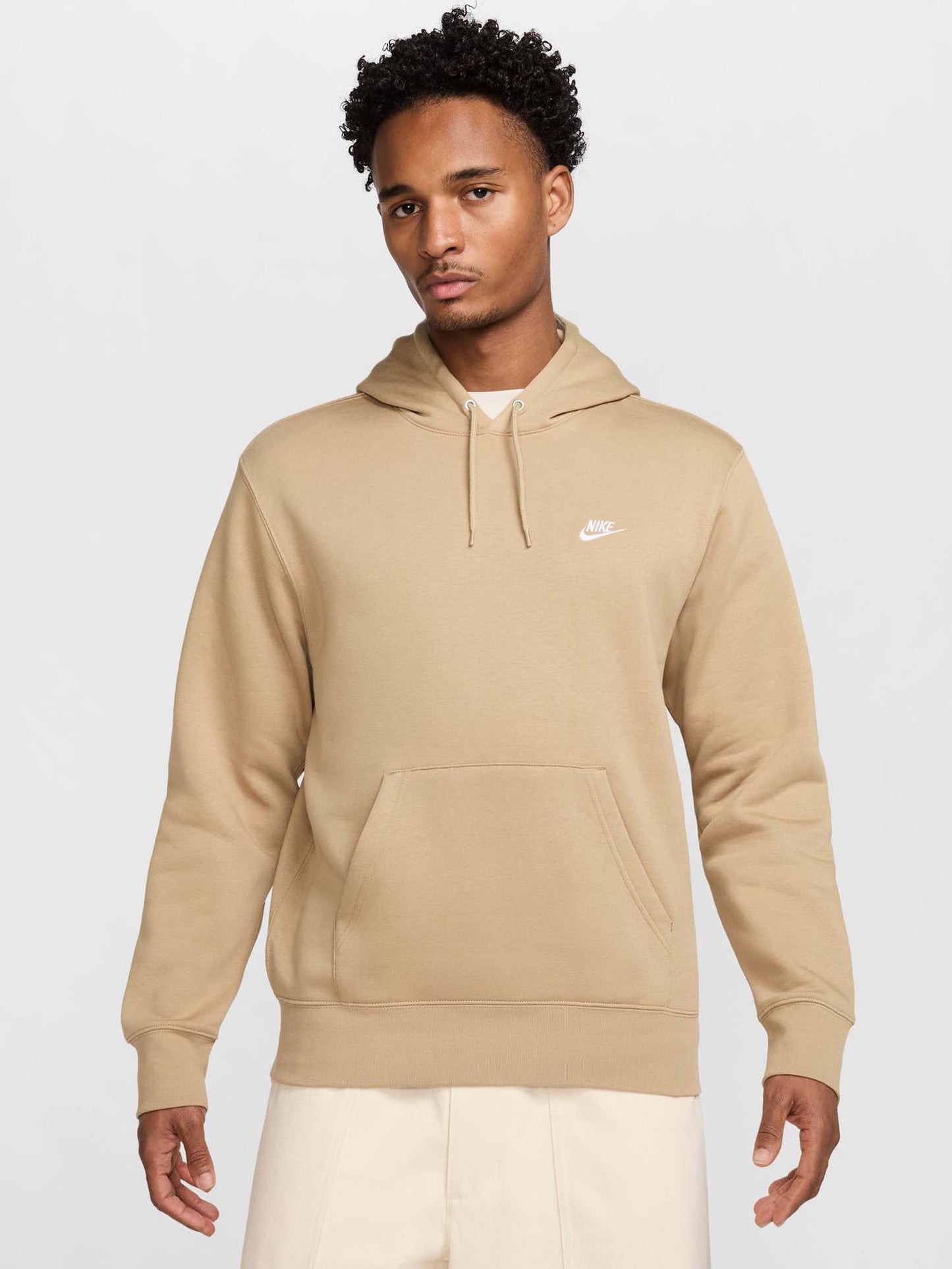 FELPA CLUB CON CAPPUCCIO NIKE DA UOMO BEIGE