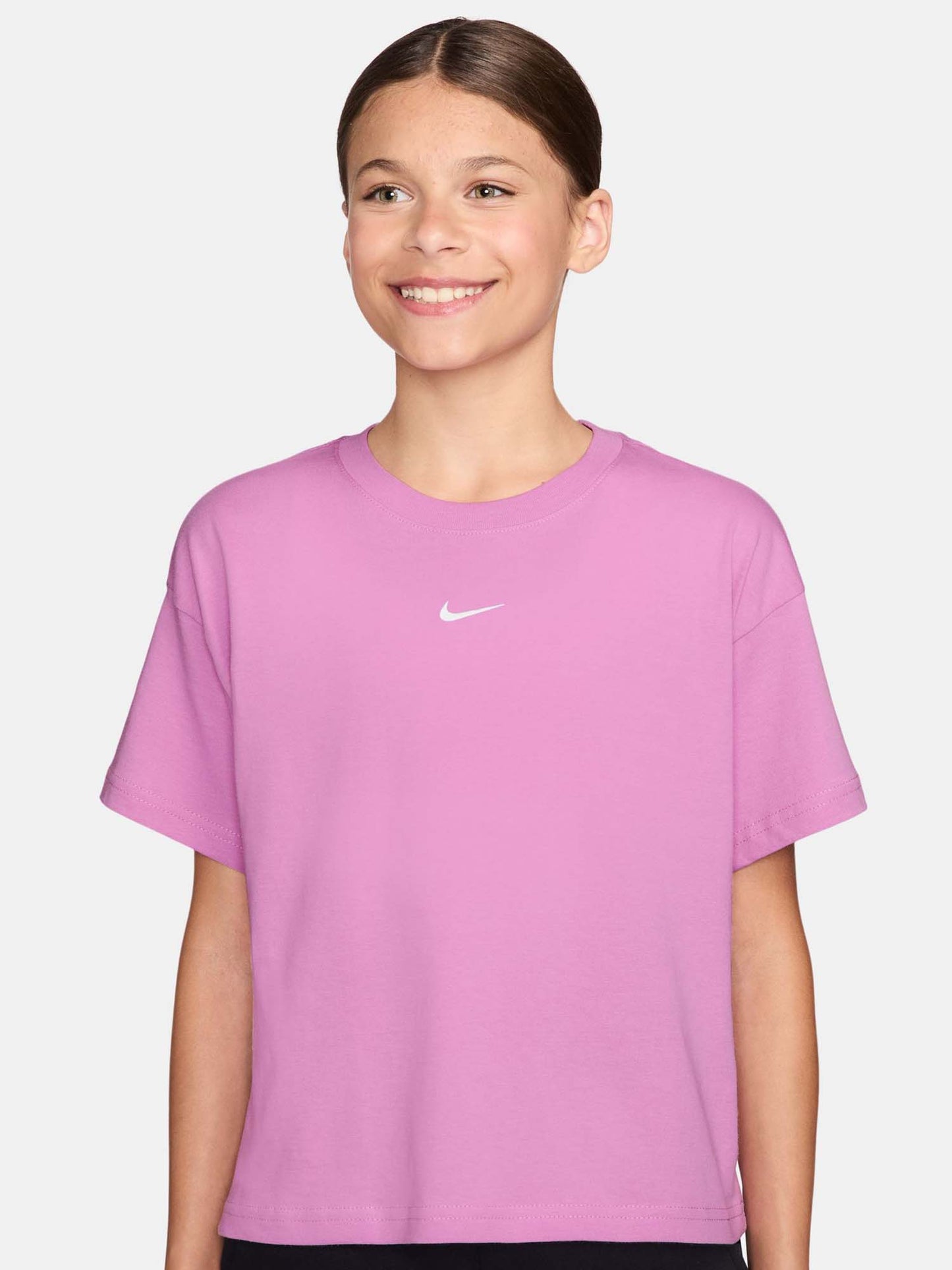 T-shirt Essential Boxy Nike unisex bambino fucsia, comoda e sportiva