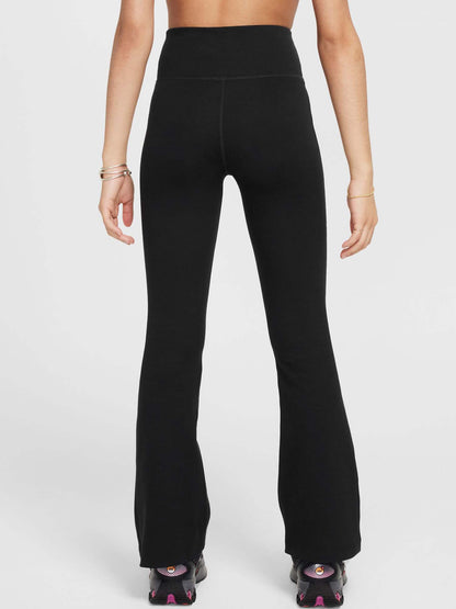 Leggings Nike a vita alta e gamba svasata per bambina in nero