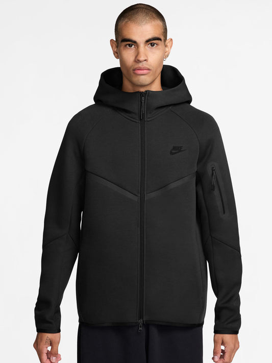 NIKE FELPA FULL ZIP E CAPPUCCIO TECH DA UOMO NERO