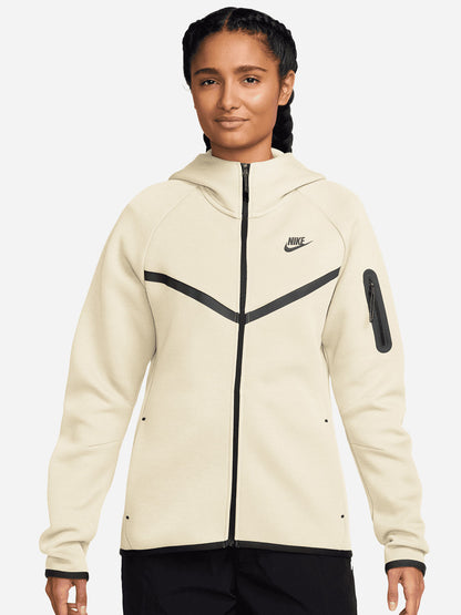 Felpa con zip Nike Tech Fleece Windrunner da donna crema