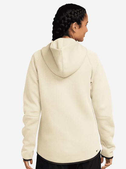 Felpa con zip Nike Tech Fleece Windrunner da donna crema