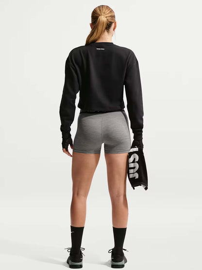 Felpa Nike Pro da donna in French Terry nero con tecnologia Dri-FIT