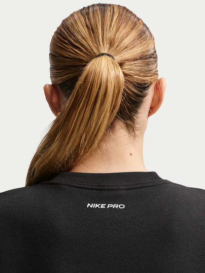 Felpa Nike Pro da donna in French Terry nero con tecnologia Dri-FIT