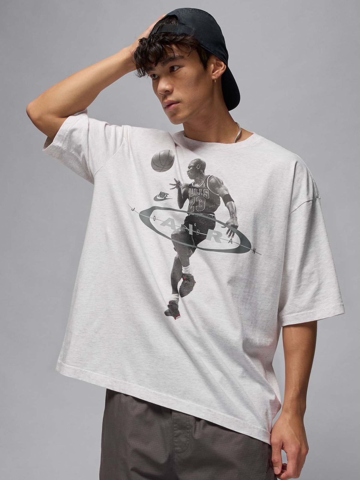 Jordan t-shirt mm basket da uomo bianco