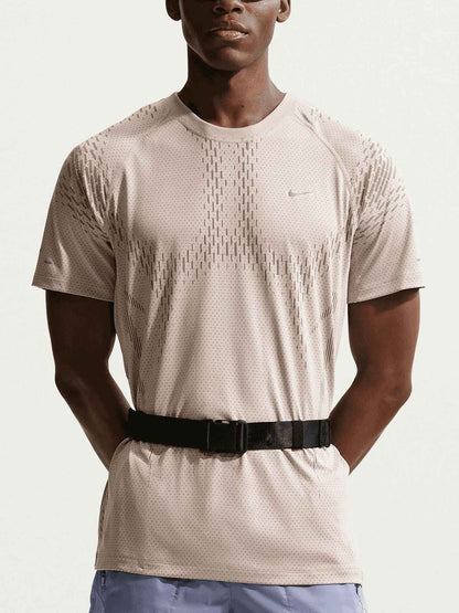 Nike Stride Plus t-shirt running uomo crema a maniche corte
