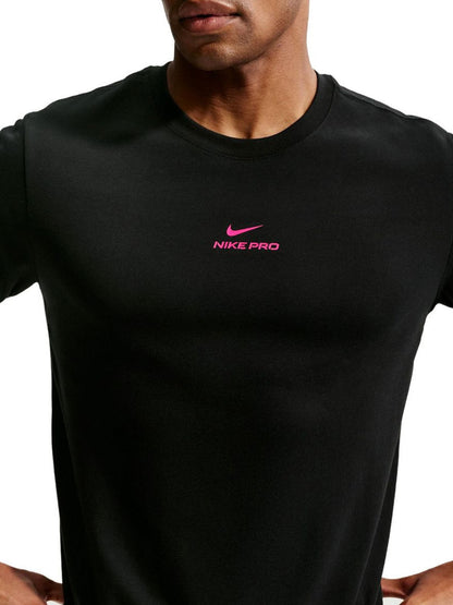 Nike df tee std pro t-shirt mm training da uomo nero rosa
