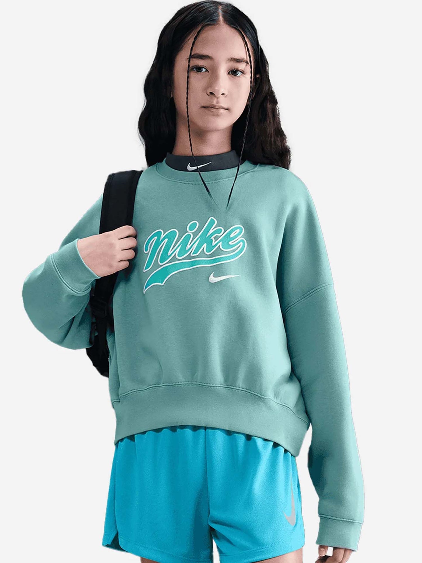 FELPA GIROCOLLO NIKE DA BAMBINA ACQUA