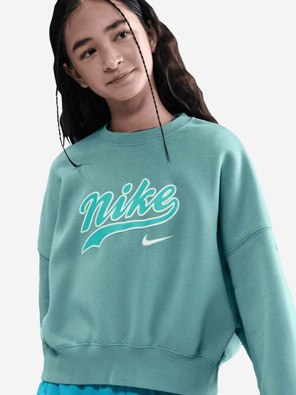 FELPA GIROCOLLO NIKE DA BAMBINA ACQUA