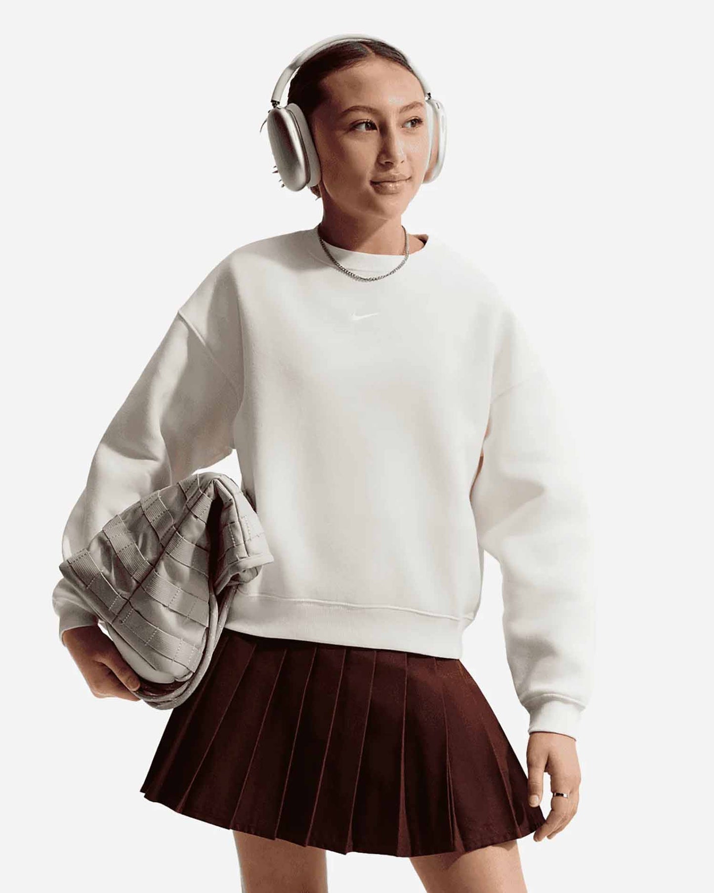 Nike Sportswear Studio, felpa da unisex bambino panna