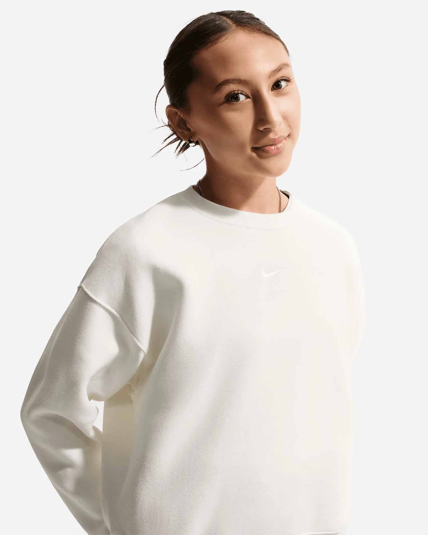 Nike Sportswear Studio, felpa da unisex bambino panna