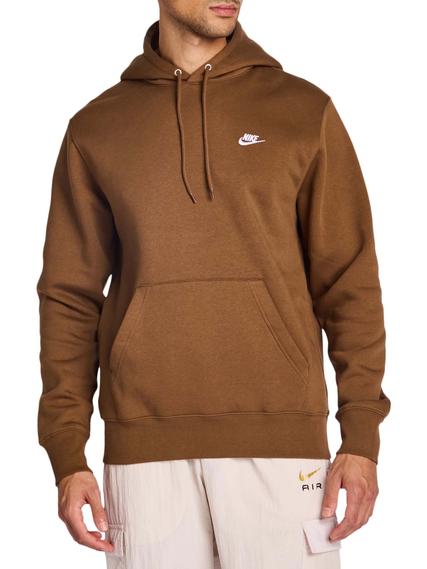 FELPA CLUB CON CAPPUCCIO NIKE DA UOMO MARRONE