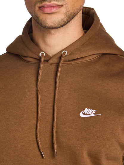FELPA CLUB CON CAPPUCCIO NIKE DA UOMO MARRONE