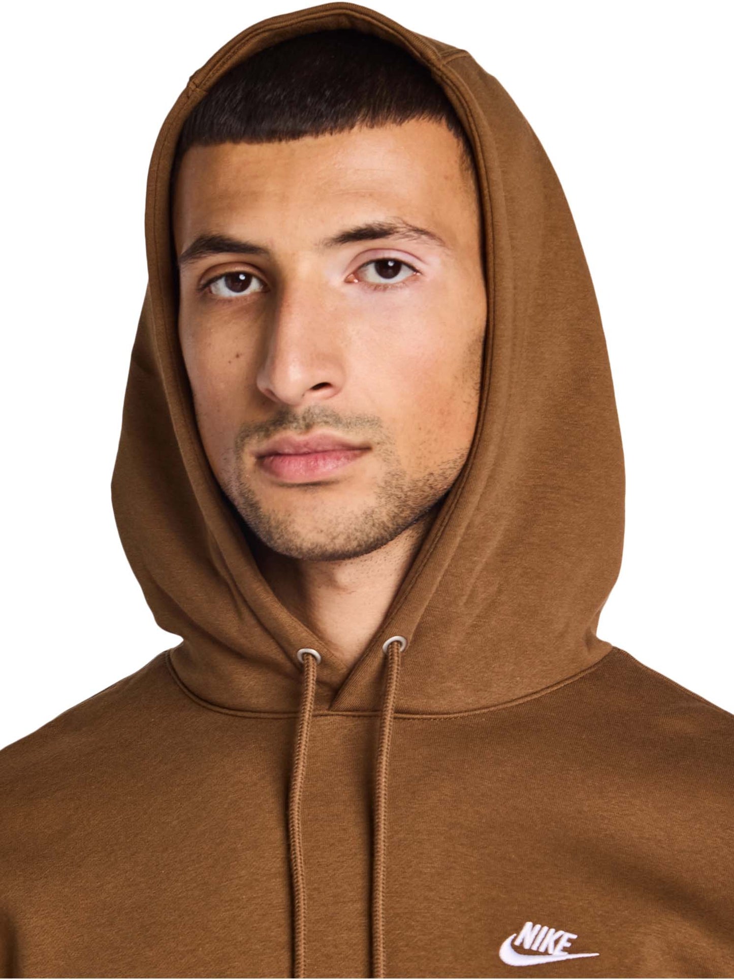 FELPA CLUB CON CAPPUCCIO NIKE DA UOMO MARRONE