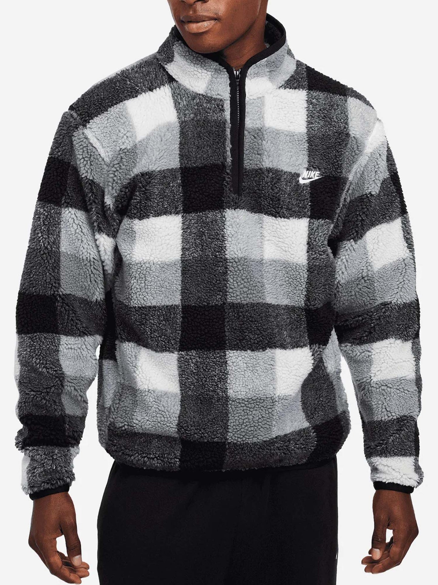 FELPA IN SHERPA NIKE DA UOMO BIANCO NERO