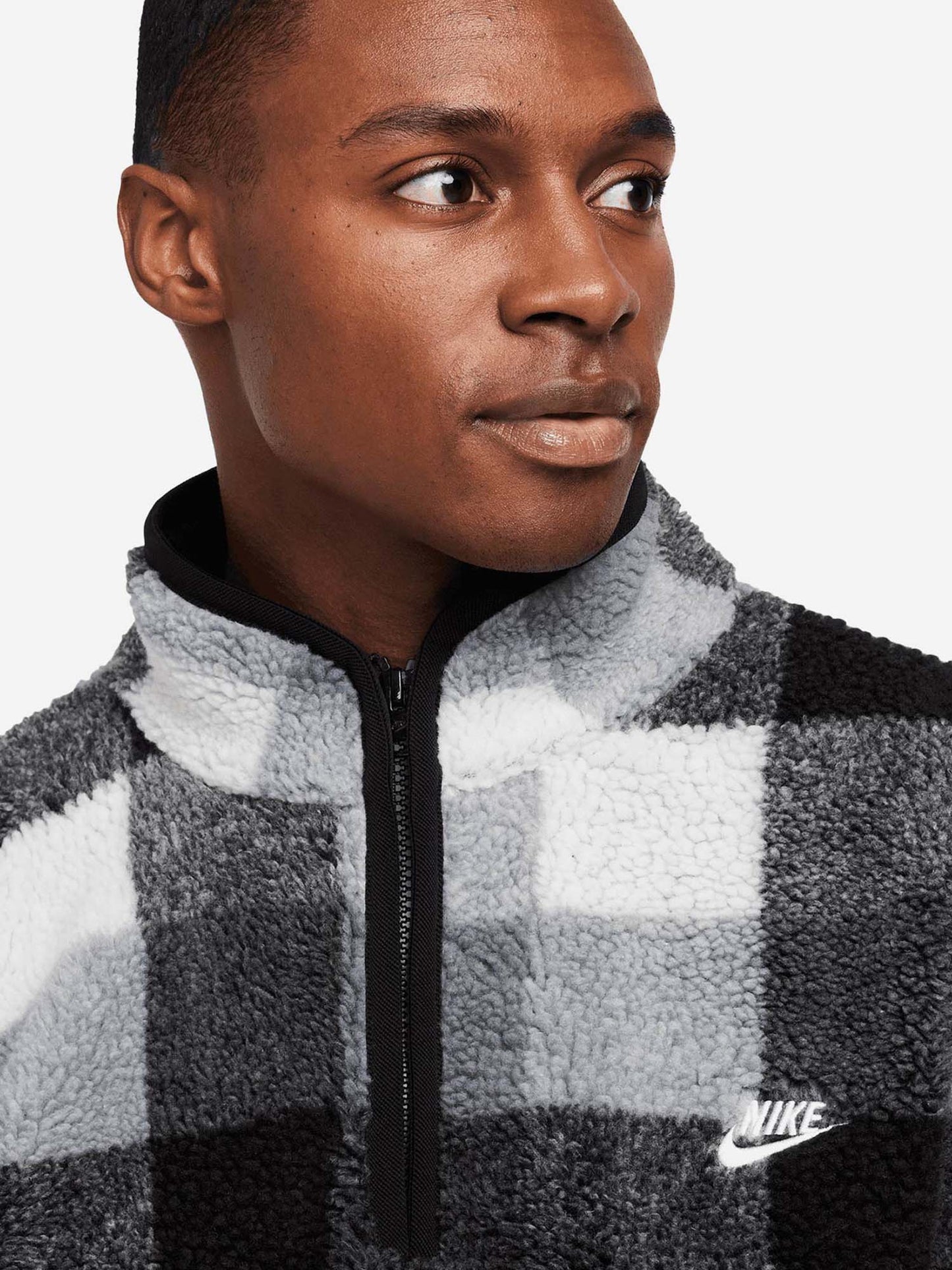 FELPA IN SHERPA NIKE DA UOMO BIANCO NERO