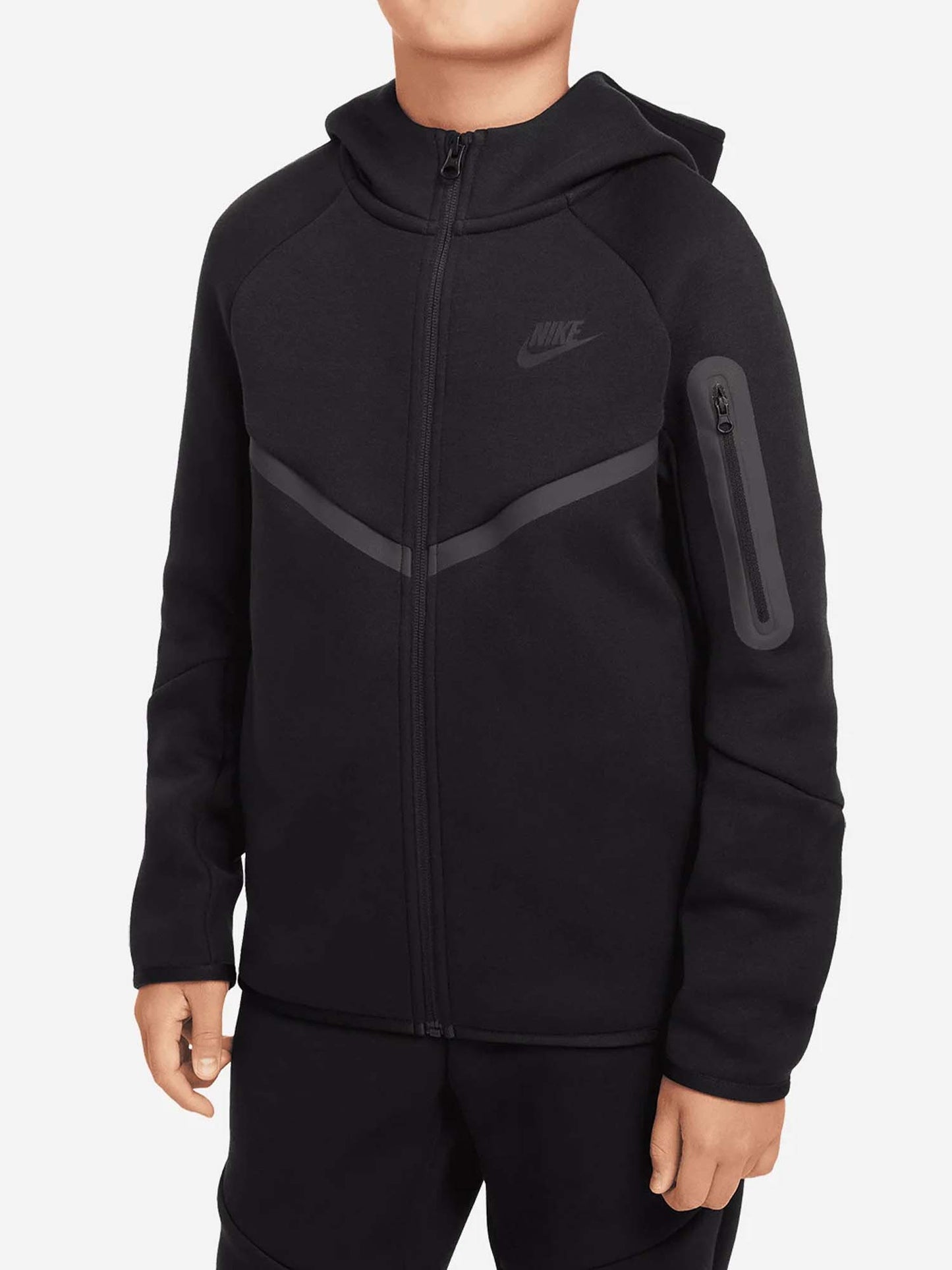 FELPA TECH CON CAPPUCCIO NIKE DA BAMBINO NERO