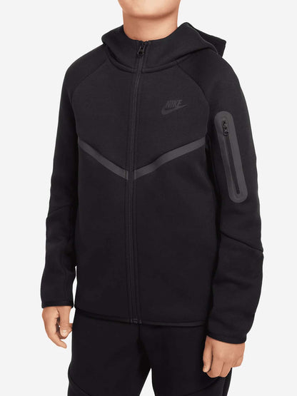 FELPA TECH CON CAPPUCCIO NIKE DA BAMBINO NERO