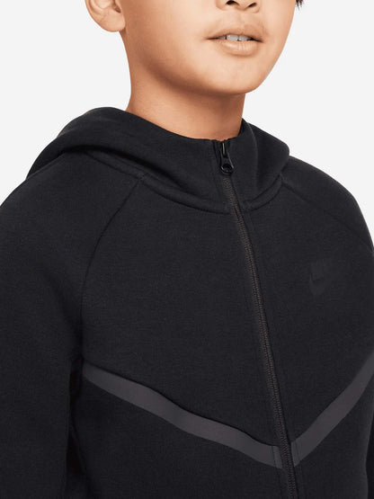 FELPA TECH CON CAPPUCCIO NIKE DA BAMBINO NERO