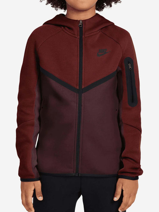 FELPA TECH CON CAPPUCCIO NIKE DA BAMBINO BORDEAUX