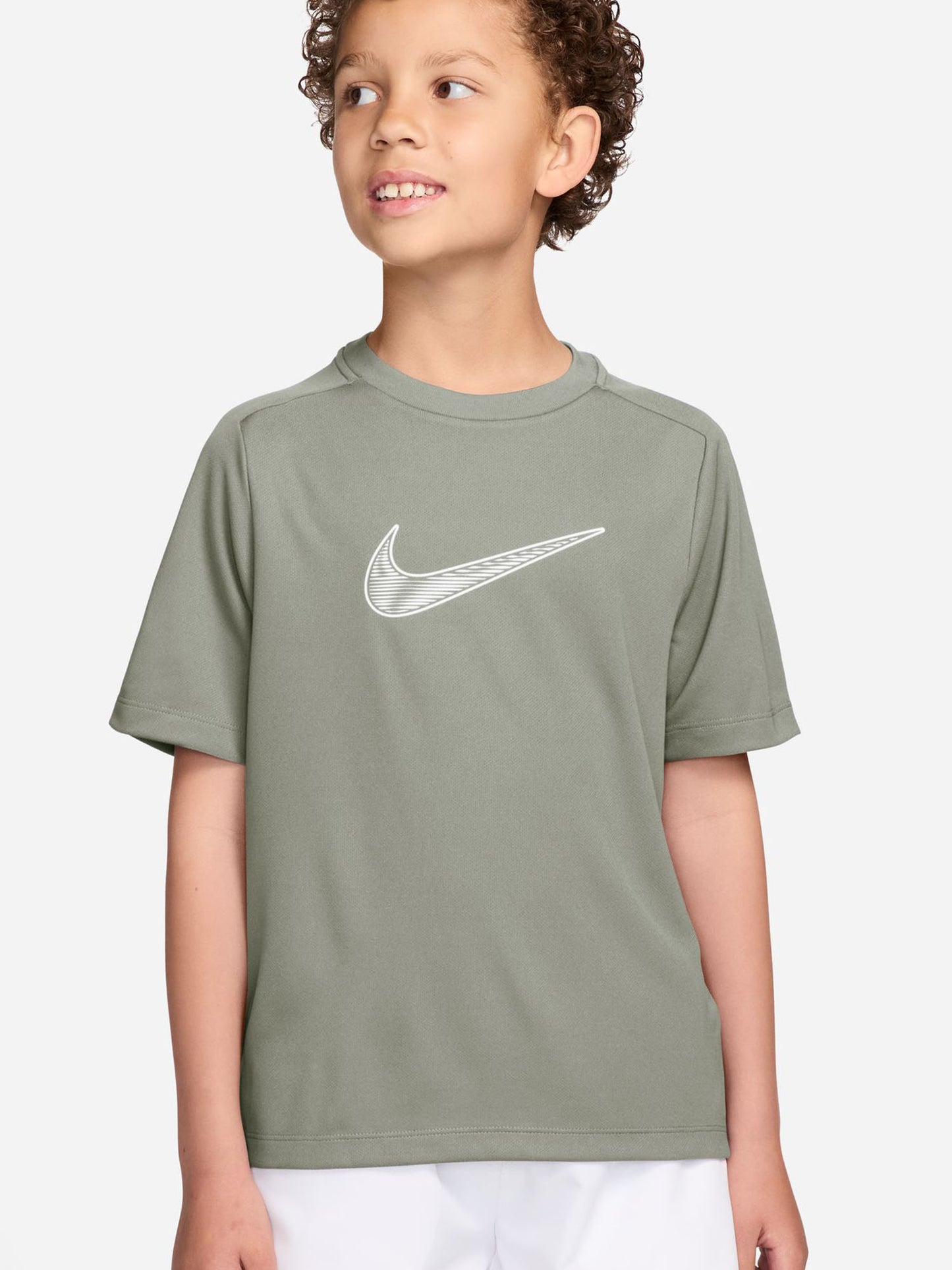 Nike Multi, t-shirt sportiva unisex bambino verde con tecnologia Dri-FIT