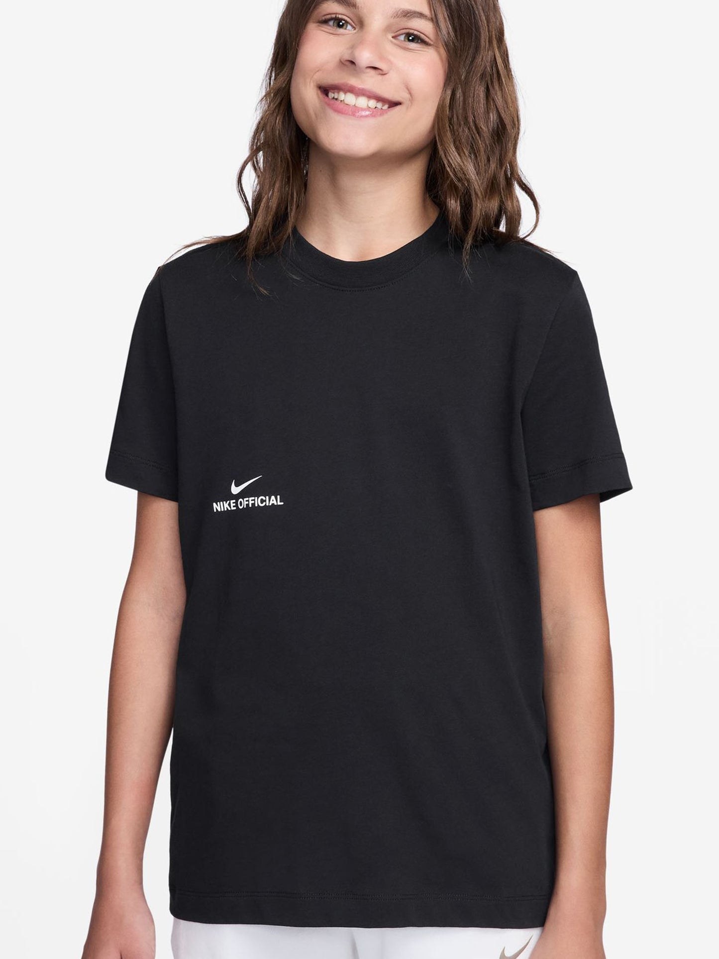 T-shirt Nike Sportswear unisex bambino nera in cotone morbido