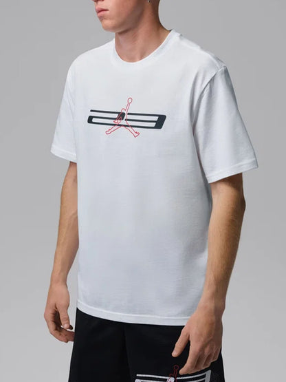 Jordan Sport, t-shirt da uomo bianca per basket in cotone tecnico