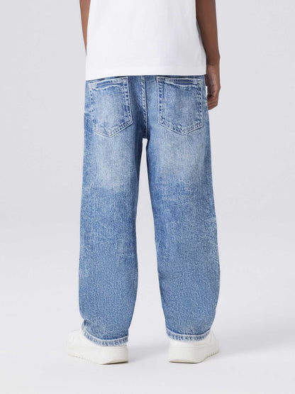 Jeans straight fit unisex bambino in denim medi