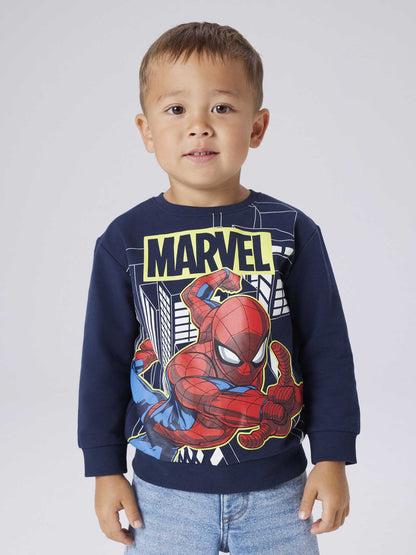 Felpa unisex bambino Name It blu navy con stampa Spiderman